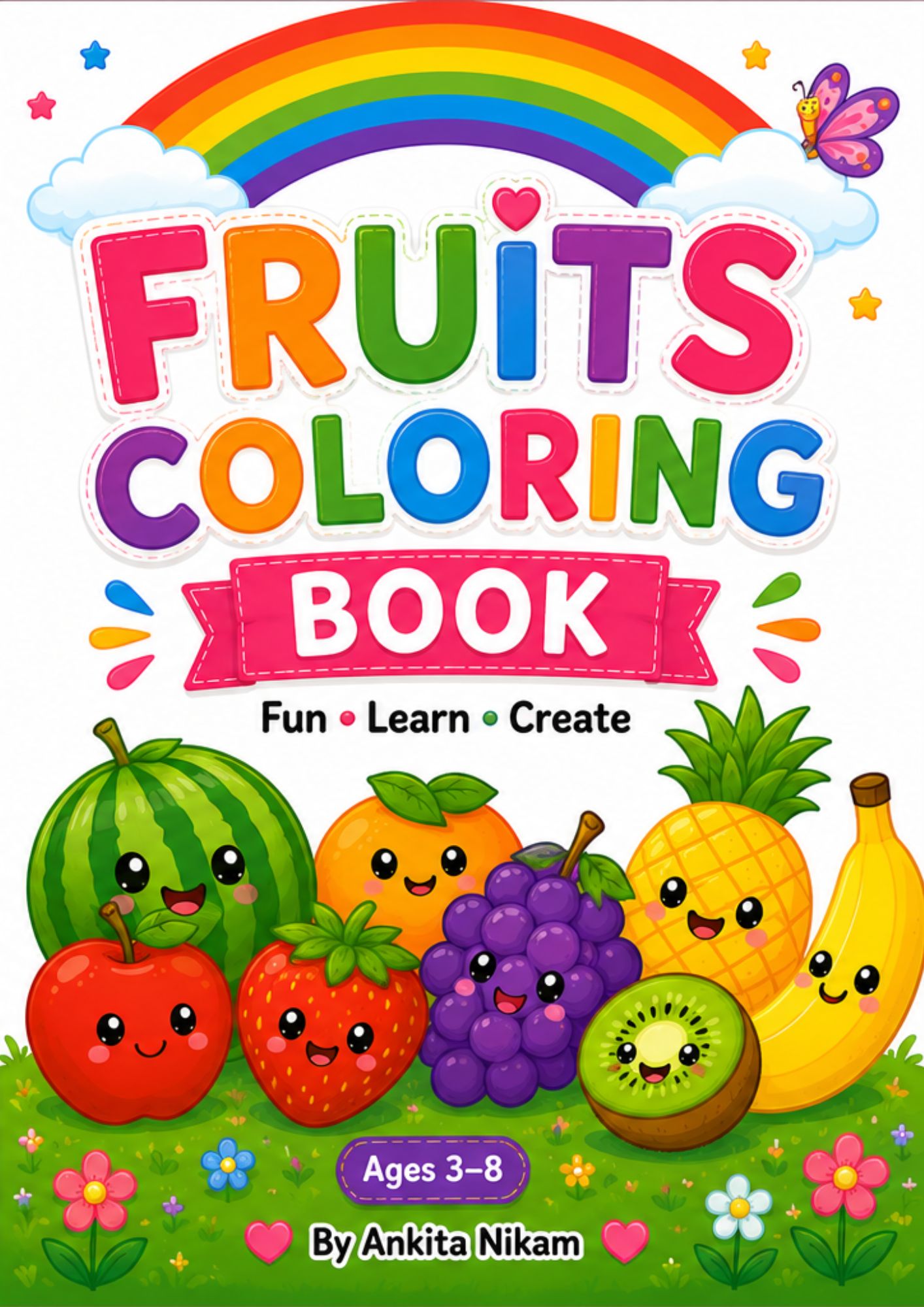 Fruits Coloring Book for Kids Ages 3–8 | 30+ Printable Fruit Coloring Pages PDF